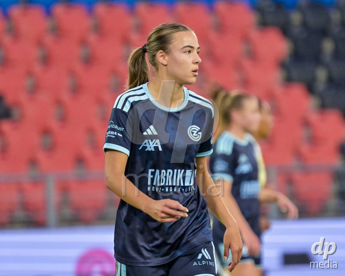 BASEL, SWITZERLAND - September 9: Emma Egli of GC Frauenfussball during the AXA Women's Super League match between FC Basel 1893 and GC Frauenfussball at St. Jakob-Park on September 9, 2026 in Basel, Switzerland.
