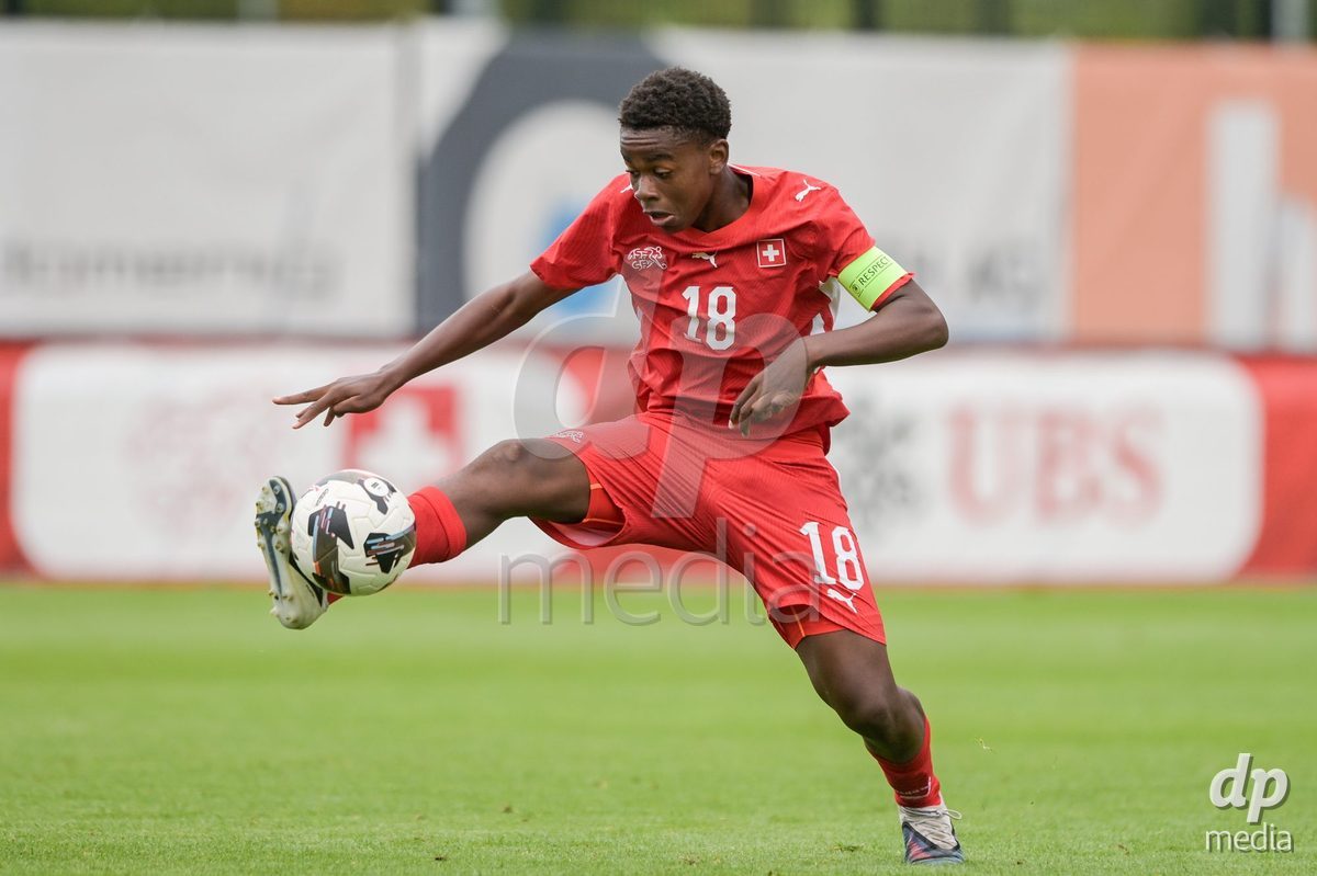 CHUR, SWITZERLAND - September 10: Aaron Andy Ekoh of Switzerland during the International friendly match between Switzerland U16 and Luxembourg U16 at Stade de Chur on September 10,2026 in Chur, Switzerland
