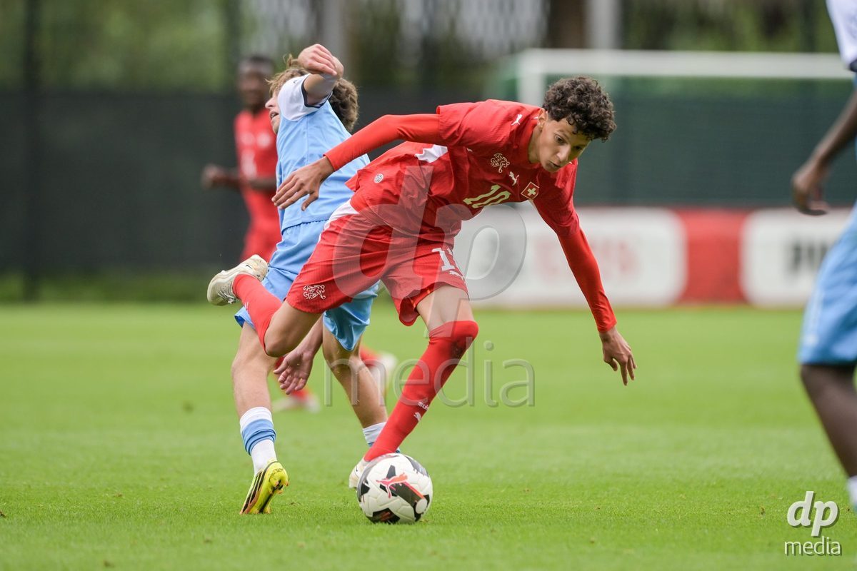 CHUR, SWITZERLAND - September 10: Yanis Sadiki of Switzerland during the International friendly match between Switzerland U16 and Luxembourg U16 at Stade de Chur on September 10,2026 in Chur, Switzerland