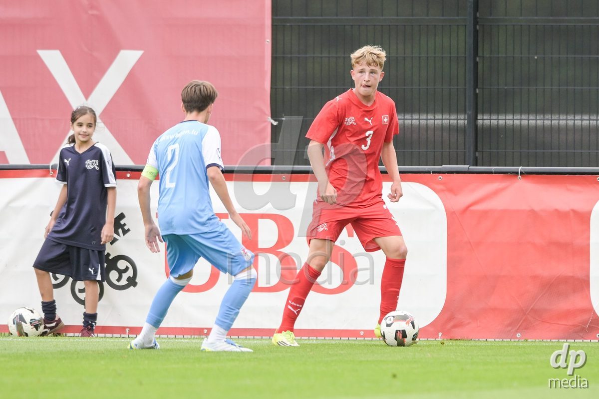 CHUR, SWITZERLAND - September 10: Jaron Metzger of Switzerland during the International friendly match between Switzerland U16 and Luxembourg U16 at Stade de Chur on September 10,2026 in Chur, Switzerland