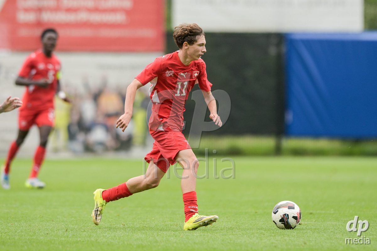 CHUR, SWITZERLAND - September 10: Elon Sinani of Switzerland during the International friendly match between Switzerland U16 and Luxembourg U16 at Stade de Chur on September 10,2026 in Chur, Switzerland