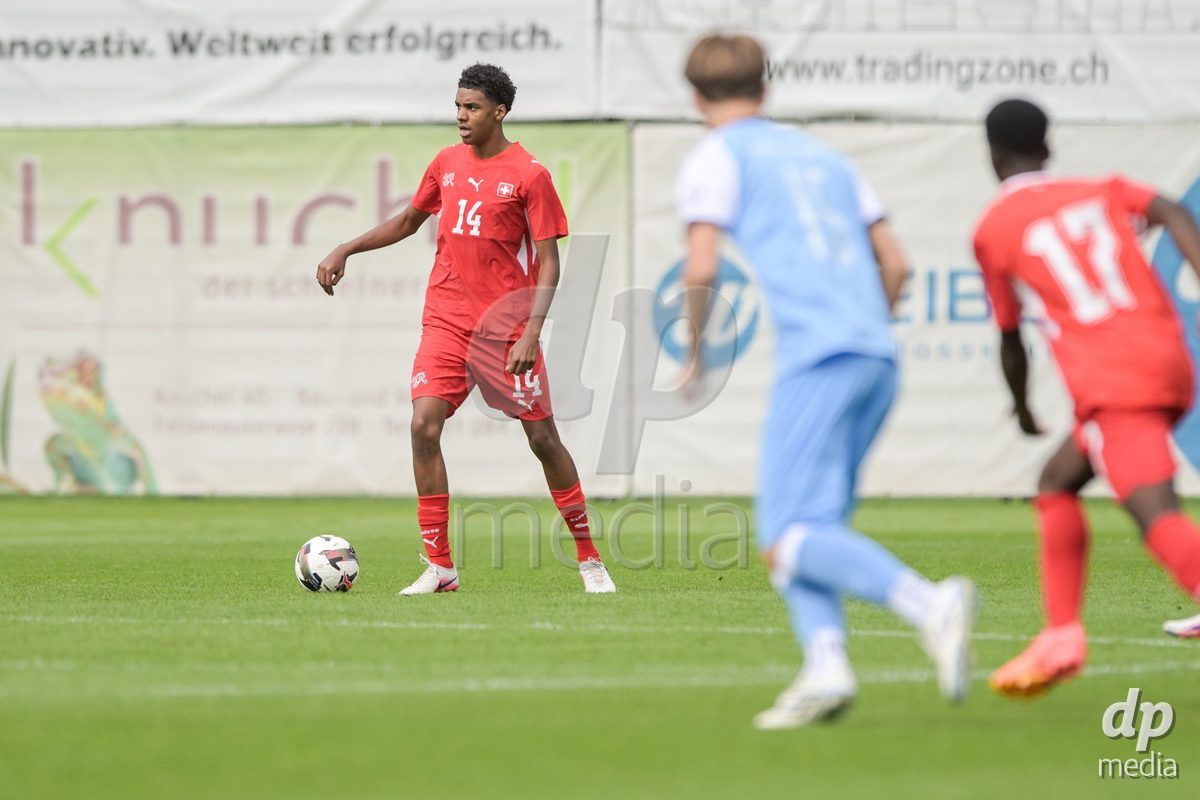CHUR, SWITZERLAND - September 10: Nolan Clavel of Switzerland during the International friendly match between Switzerland U16 and Luxembourg U16 at Stade de Chur on September 10,2026 in Chur, Switzerland
