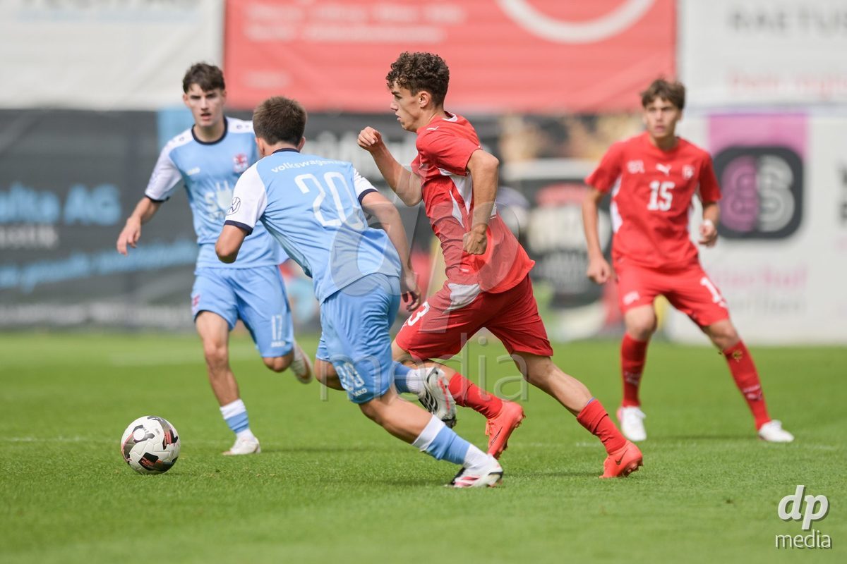 CHUR, SWITZERLAND - September 10: Lars Ackermann of Switzerland during the International friendly match between Switzerland U16 and Luxembourg U16 at Stade de Chur on September 10,2026 in Chur, Switzerland