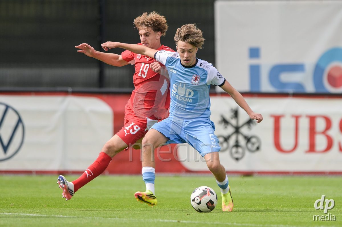 CHUR, SWITZERLAND - September 10: Nevio Nyfeler of Switzerland during the International friendly match between Switzerland U16 and Luxembourg U16 at Stade de Chur on September 10,2026 in Chur, Switzerland