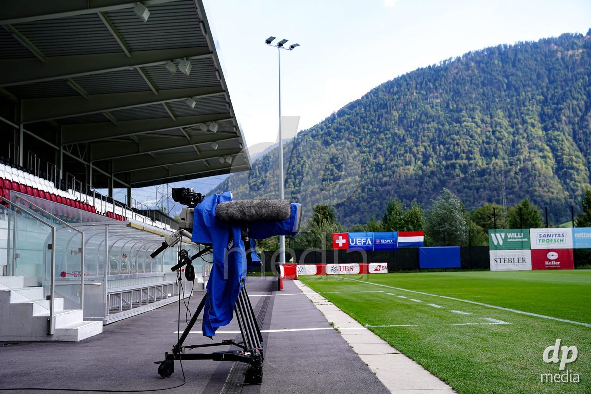 OBERE AU, Switzerland - September 8: SRF TV Camera prior to the International Friendly U20 match between Switzerland and Luxembourg at TBD on September 8, 2026 in Obere Au, Switzerland.