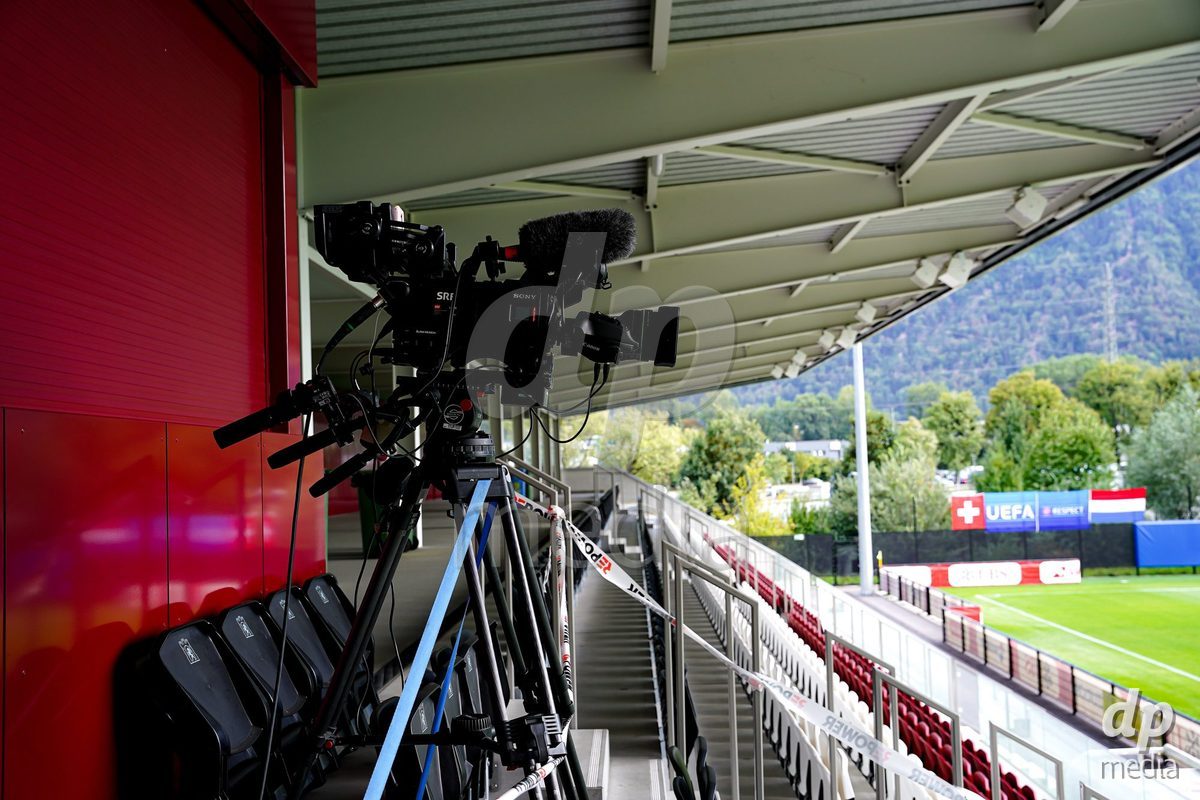 OBERE AU, Switzerland - September 8: SRF TV Camera prior to the International Friendly U20 match between Switzerland and Luxembourg at TBD on September 8, 2026 in Obere Au, Switzerland.