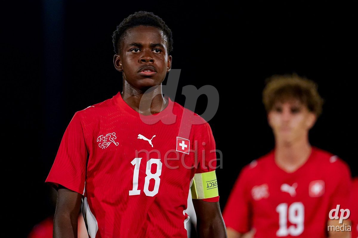 OBERE AU, Switzerland - September 8: Aaron Andy Ekoh of Switzerland during the International Friendly U20 match between Switzerland and Luxembourg at TBD on September 8, 2026 in Obere Au, Switzerland.