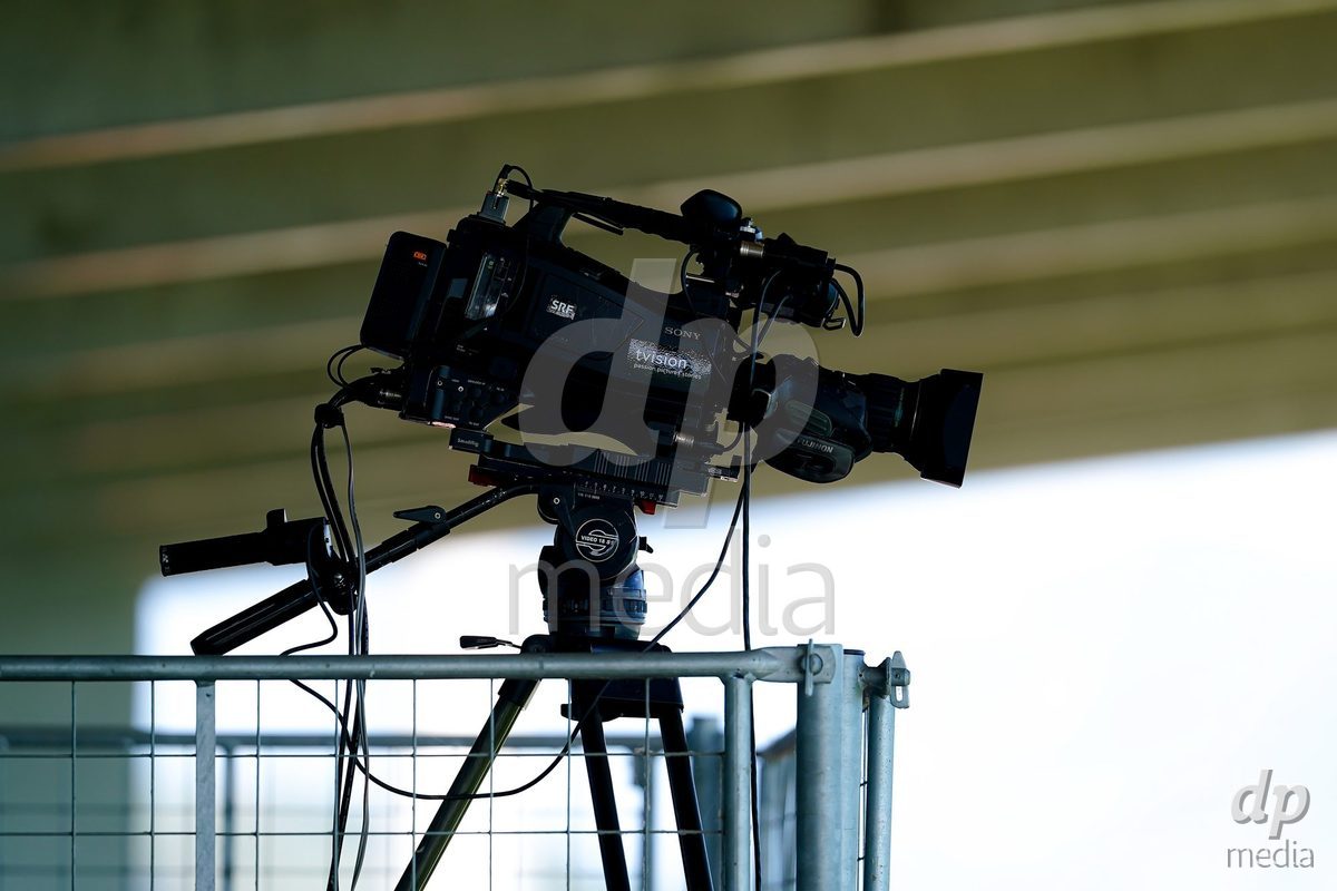 Rapperswil, Switzerland - September 12: SRF TV Camera during the AXA Women's Super League match between FC Rapperswil-Jona and Servette FC Chenois Feminin at Stadion Grünfeld on September 12, 2026 in Rapperswil, Switzerland.