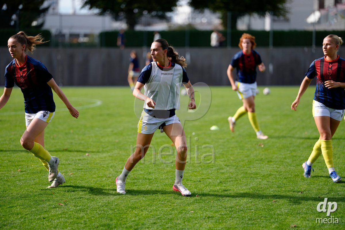 Zurich, Switzerland - September 13: Carla Christen and Alice Ilaria Berti of FC Basel 1893 during warmup before the AXA Women's Super League match between FC Zurich and FC Basel 1893 at Stadion Letzigrund on September 13, 2026 in Zurich, Switzerland.