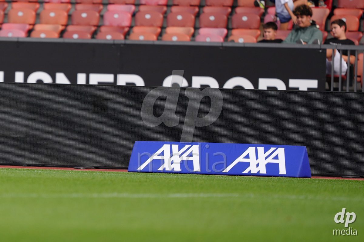 Zurich, Switzerland - September 13: AXA sponsoring banner at the pitch during the AXA Women's Super League match between FC Zurich and FC Basel 1893 at Stadion Letzigrund on September 13, 2026 in Zurich, Switzerland.