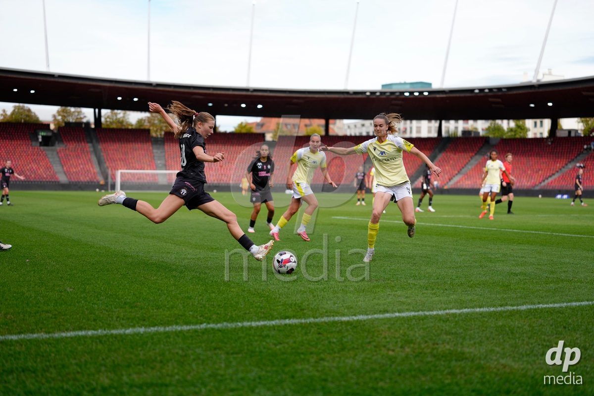 Zurich, Switzerland - September 13: Marlene Wild of FC Zürich against Carla Christen of FC Basel 1893 during the AXA Women's Super League match between FC Zurich and FC Basel 1893 at Stadion Letzigrund on September 13, 2026 in Zurich, Switzerland.