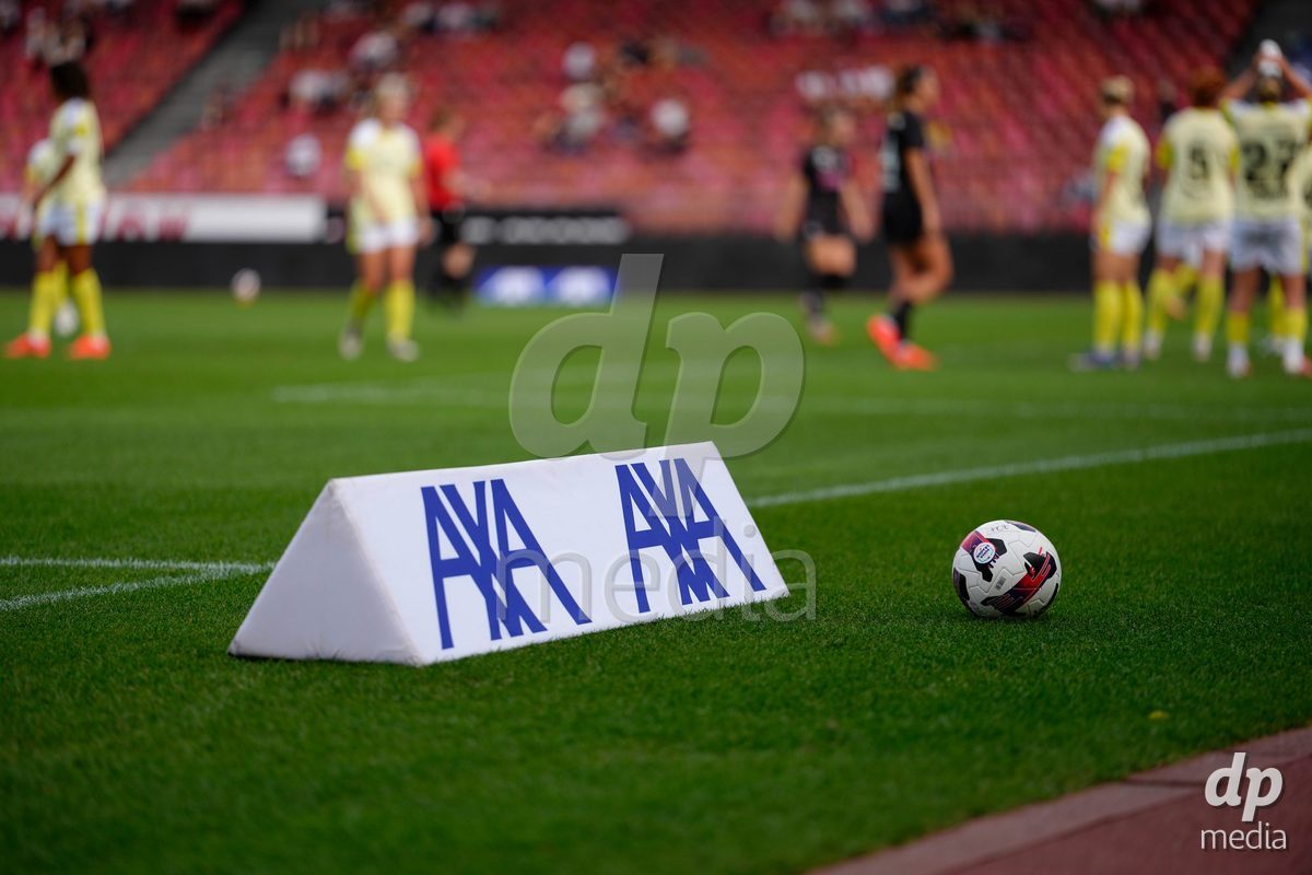 Zurich, Switzerland - September 13: AXA sponsoring banner at the pitch during the AXA Women's Super League match between FC Zurich and FC Basel 1893 at Stadion Letzigrund on September 13, 2026 in Zurich, Switzerland.