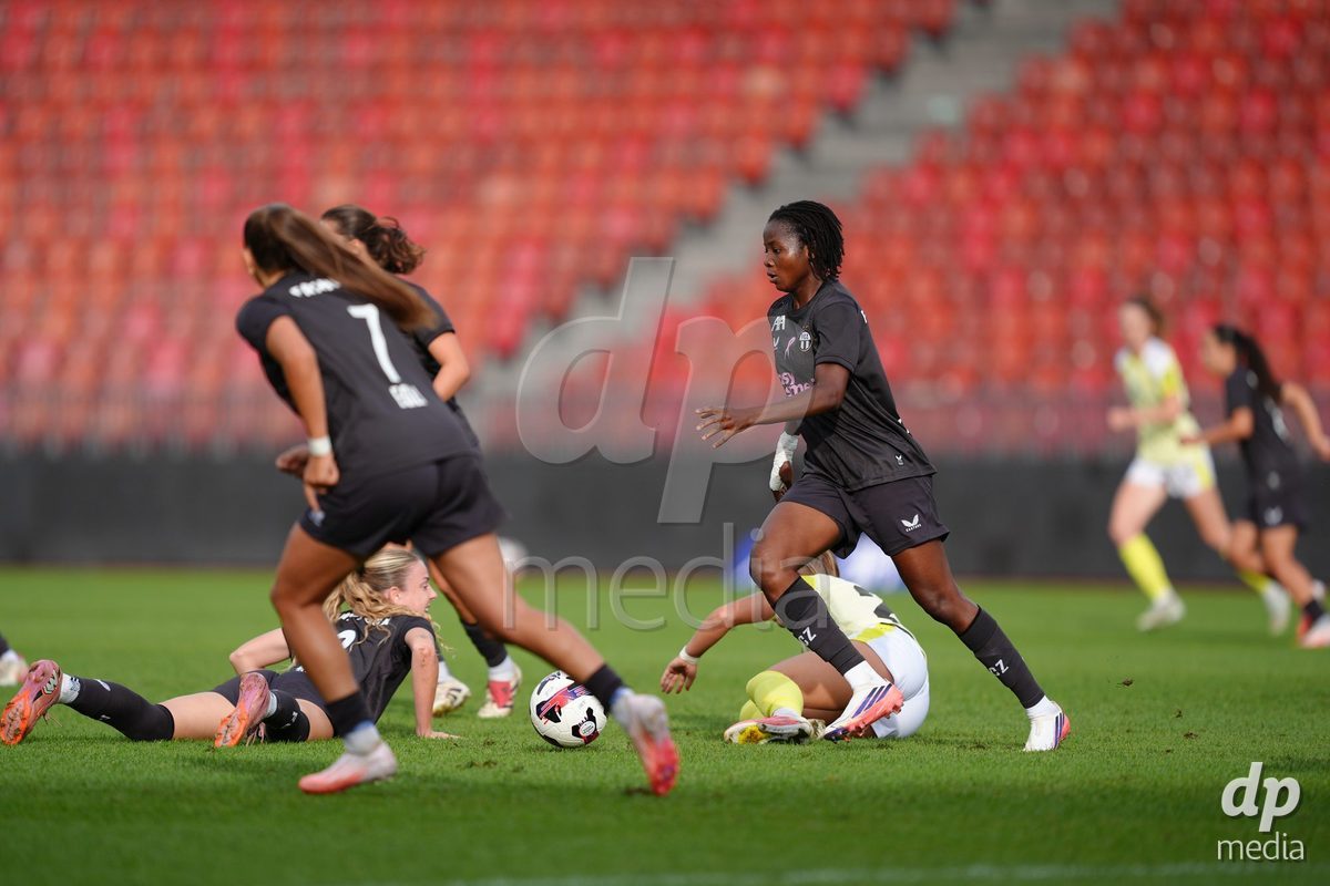 Zurich, Switzerland - September 13: Wasiima Mohammed and Briana Eads of FC Zürich during the AXA Women's Super League match between FC Zurich and FC Basel 1893 at Stadion Letzigrund on September 13, 2026 in Zurich, Switzerland.