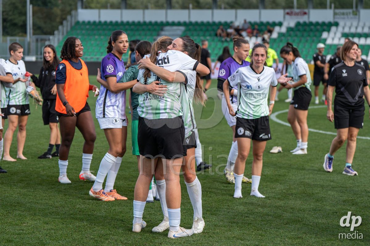 YVERDON-LES-BAINS - SWITZERLAND - SEPTEMBER 13 : Yverdon Sport Women celebrates their victory in the AXA Women's Super League at Stade Municipal on September 13, 2026 in Yverdon-les-Bains, Switzerland.