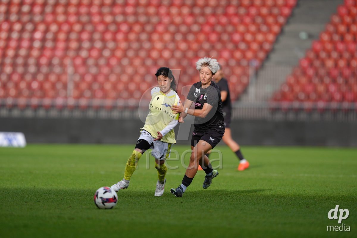 Zurich, Switzerland - September 13: Amelie Jasmine Roduner of FC Zürich against Mai Hirata of FC Basel 1893 during the AXA Women's Super League match between FC Zurich and FC Basel 1893 at Stadion Letzigrund on September 13, 2026 in Zurich, Switzerland.