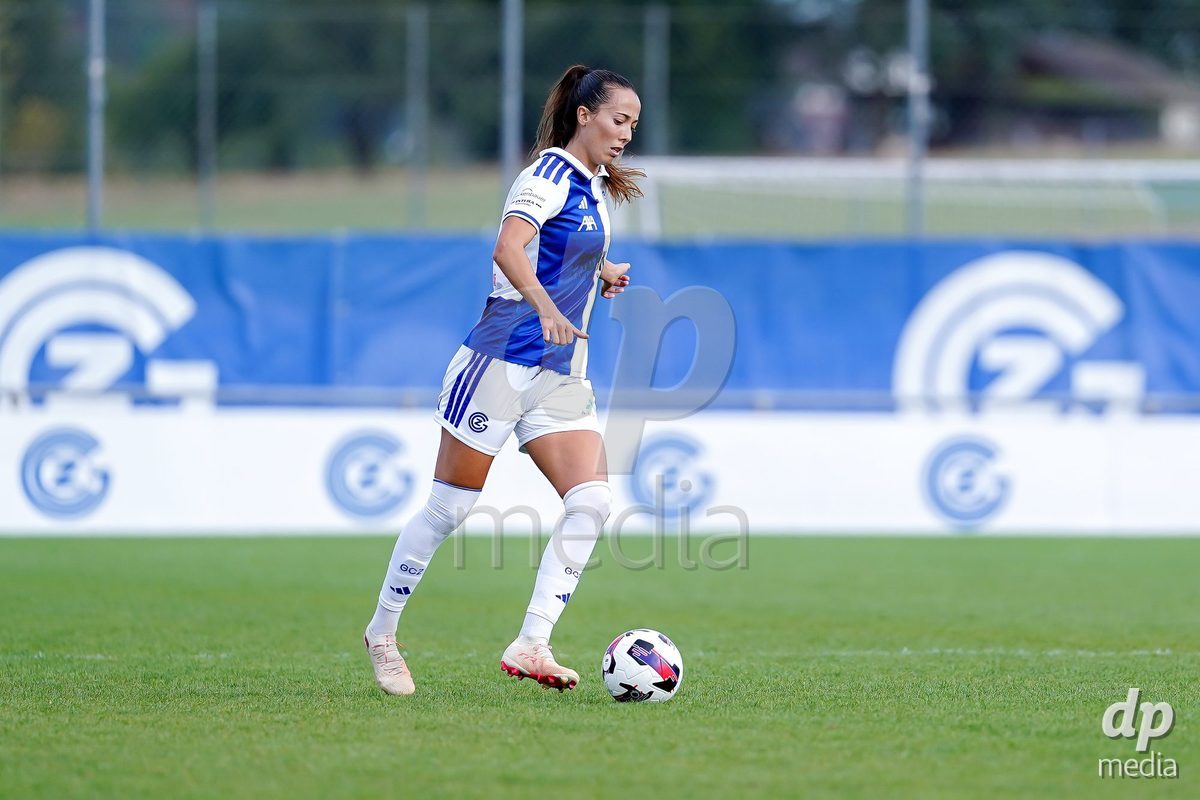 NIEDERHASLI, SWITZERLAND - September 13: Marta Cazalla of GC Frauenfussball controls the ball during the AXA Women's Super League match between GC Frauenfussball and FC Luzern at GC Campus on September 13, 2026 in Niederhasli, Switzerland.