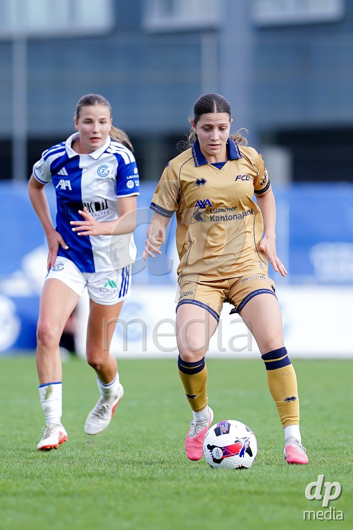 NIEDERHASLI, SWITZERLAND - September 13: Ramona Schallberger of FC Luzern controls the ball during the AXA Women's Super League match between GC Frauenfussball and FC Luzern at GC Campus on September 13, 2026 in Niederhasli, Switzerland.