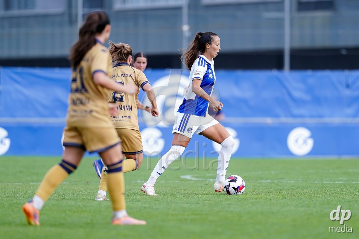 NIEDERHASLI, SWITZERLAND - September 13: Marta Cazalla of GC Frauenfussball controls the ball during the AXA Women's Super League match between GC Frauenfussball and FC Luzern at GC Campus on September 13, 2026 in Niederhasli, Switzerland.