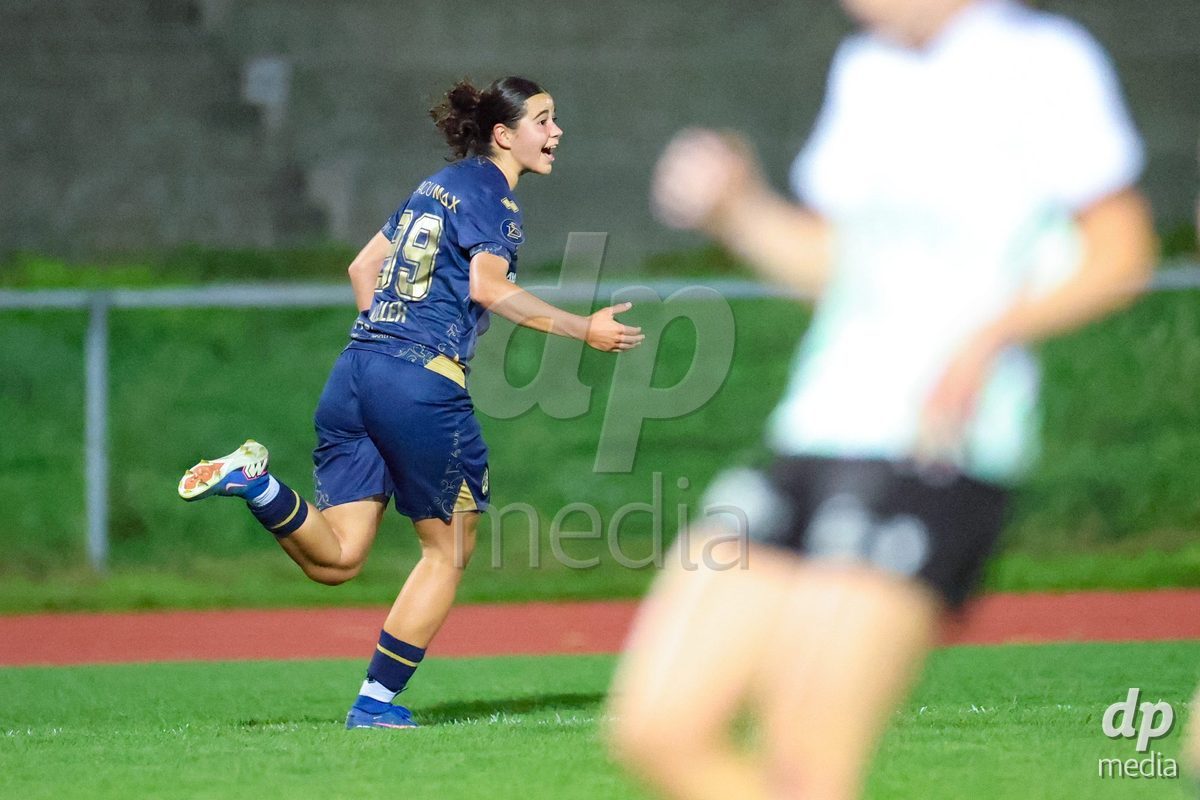 LUZERN, SWITZERLAND - SEPTEMBER 18: Scorer of the goal that leveled the score at 1:1  Alyssa Keller (99, FC Luzern) during the AXA Women's Super League match between FC Luzern and FC Yverdon Women at Hubelmatt on September 18, 2026 in Luzern, Switzerland.
