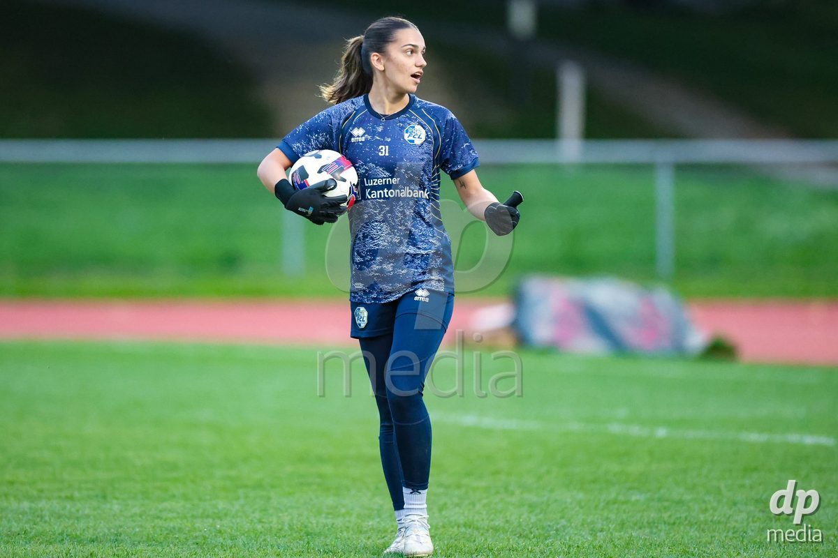 LUZERN, SWITZERLAND - SEPTEMBER 18: Tina Arsic (31, FC Luzern) during the pre-match warum-up at during the AXA Women's Super League match between FC Luzern and FC Yverdon Women at Hubelmatt on September 18, 2026 in Luzern, Switzerland.