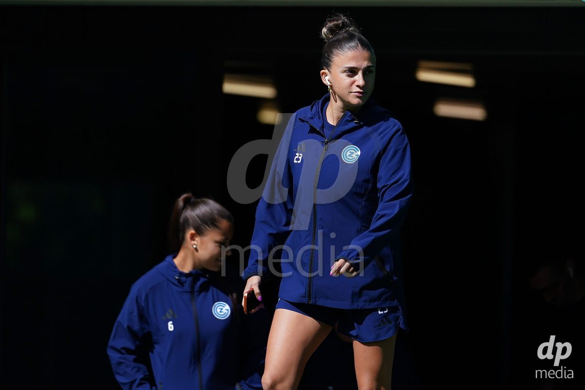 ST. GALLEN, SWITZERLAND - SEPTEMBER 19: Players of GC Frauenfussball arrival during the AXA Women's Super League match between FC St. Gallen 1879 and GC Frauenfussball at Berit Sitterstadion on September 19, 2026 in St. Gallen, Switzerland.