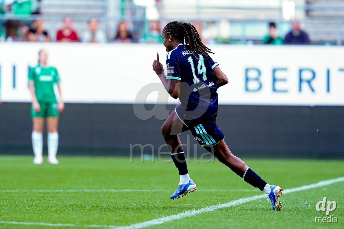 ST. GALLEN, SWITZERLAND - SEPTEMBER 19: Paige Bailey-Gayle of GC Frauenfussball celebrating after scoring teams first goal during the AXA Women's Super League match between FC St. Gallen 1879 and GC Frauenfussball at Berit Sitterstadion on September 19, 2026 in St. Gallen, Switzerland.