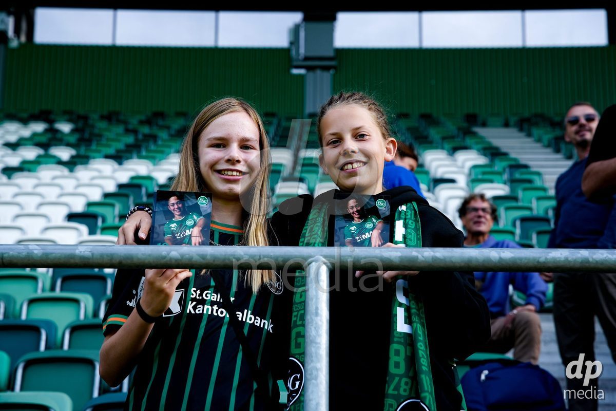 ST. GALLEN, SWITZERLAND - SEPTEMBER 19: Fans of St.Gallen 1879 after the AXA Women's Super League match between FC St. Gallen 1879 and GC Frauenfussball at Berit Sitterstadion on September 19, 2026 in St. Gallen, Switzerland.