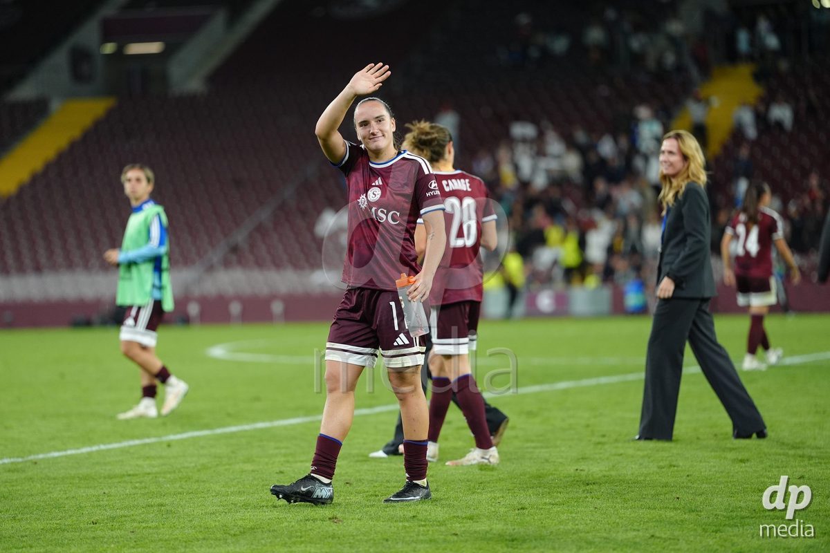 GENEVA, SWITZERLAND - SEPTEMBER 23: Magdalena Sobal of Servette FC Chenois Feminin after the UEFA Women's Champions League match between Servette FC Chenois Feminin and OL Lyonnes at Stade de Geneve on September 23, 2026 in Geneva, Switzerland.