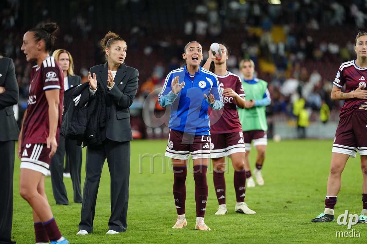 GENEVA, SWITZERLAND - SEPTEMBER 23: Meriame Terchoun of Servette FC Chenois Feminin after the UEFA Women's Champions League match between Servette FC Chenois Feminin and OL Lyonnes at Stade de Geneve on September 23, 2026 in Geneva, Switzerland.