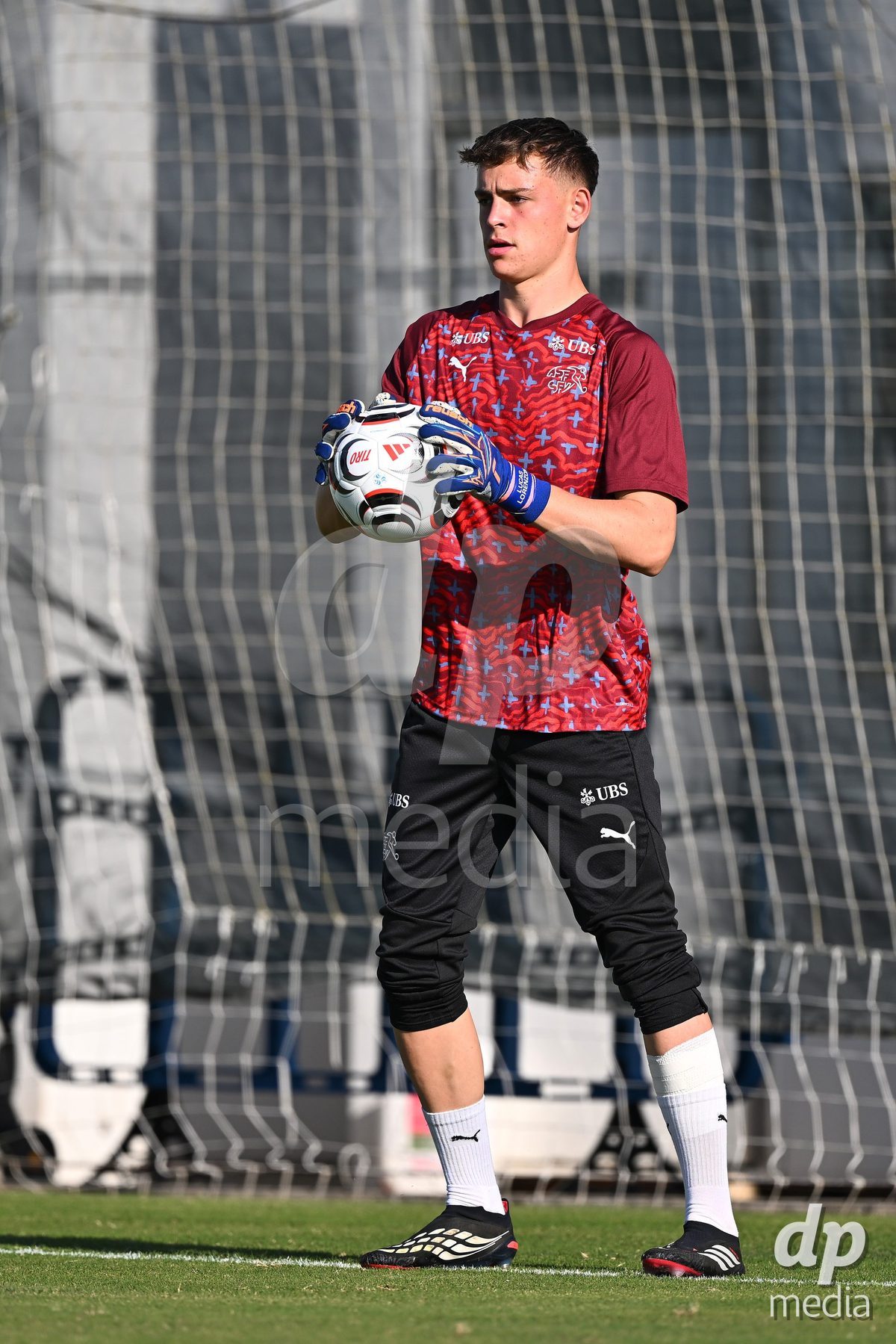 OLIVA NOVA, SPAIN - SEPTEMBER 23: Lorenzon, Lucas Goalkeeper of Switzerland during the International Friendly match between Switzerland U17 and Wales U17 at Oliva Nova Sports Center on September 23, 2026 in Oliva Nova, Spain.