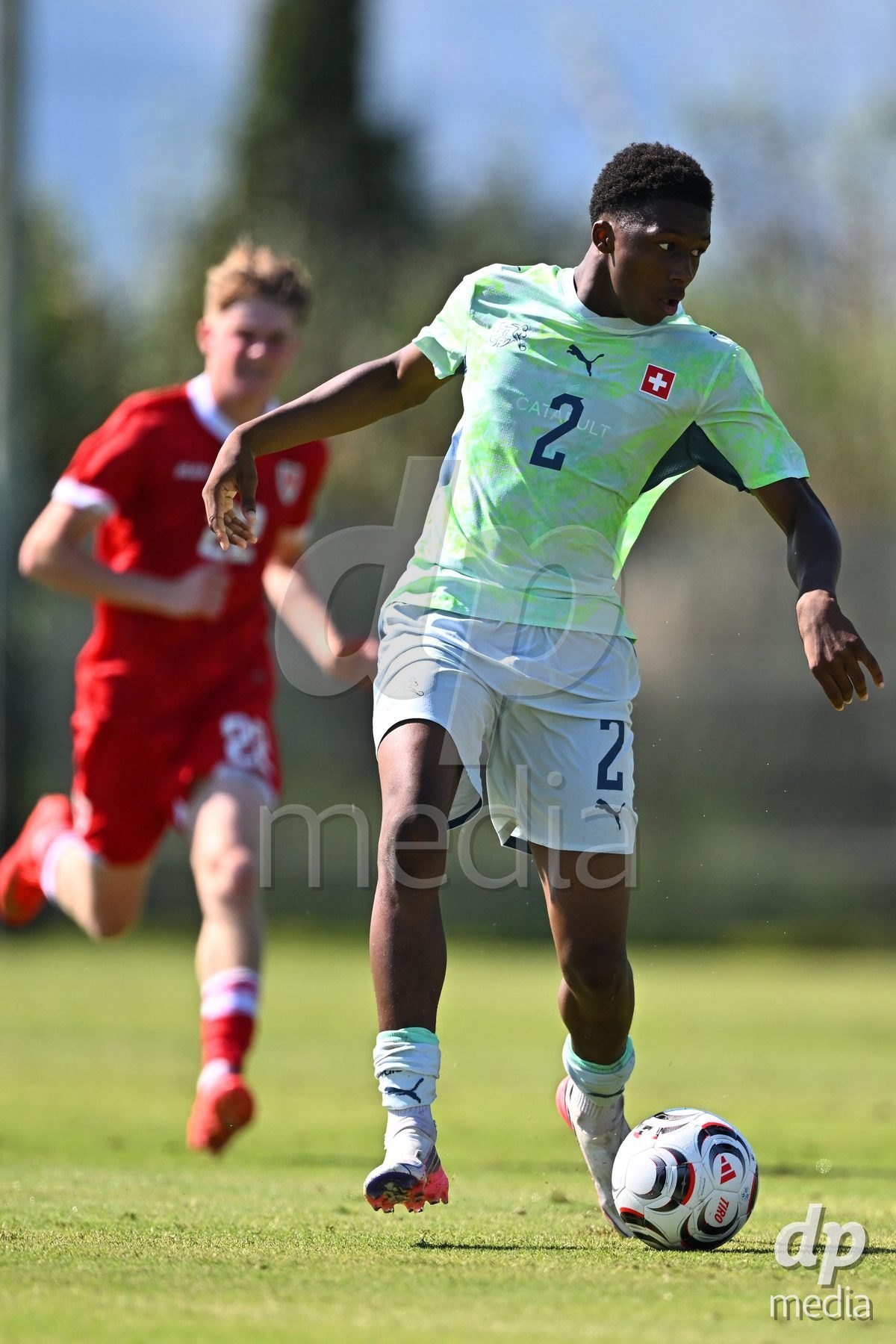 OLIVA NOVA, SPAIN - SEPTEMBER 23: Okoh, Darren of Switzerland during the International Friendly match between Switzerland U17 and Wales U17 at Oliva Nova Sports Center on September 23, 2026 in Oliva Nova, Spain.