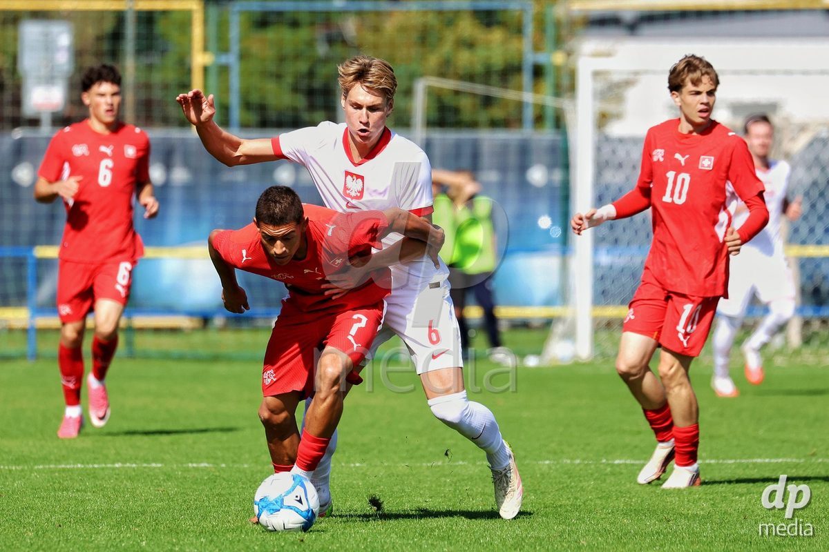 DUNAJSKA LUZNA, SLOVAKIA - SEPTEMBER 25: Sandro Wyss 7 the International Friendly football match between Switzerland U19 and Poland U19 on September 25, 2026 in Dunajska Luzna, Slovakia.