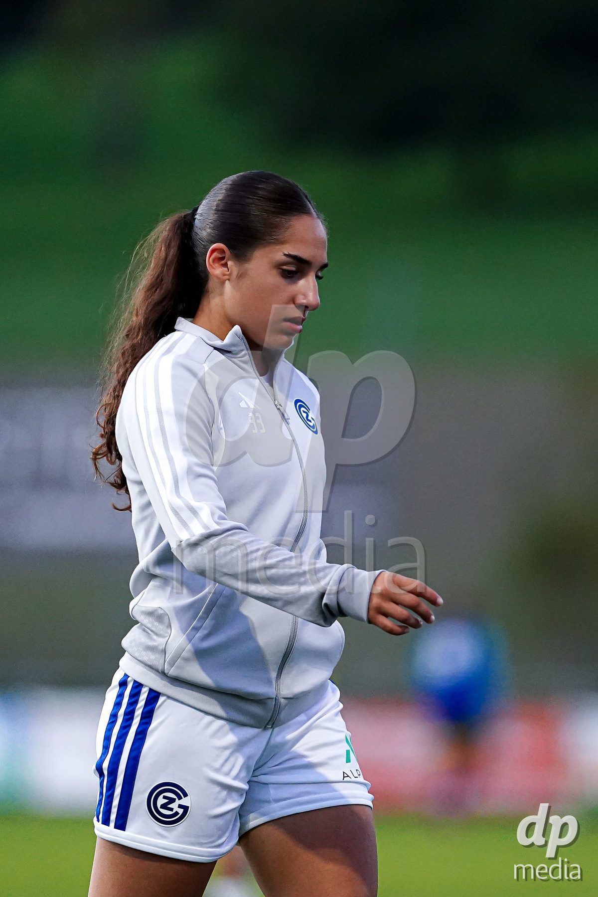 WÄDENSWIL, SWITZERLAND - SEPTEMBER 25: Players of GC Frauenfussball warming up during the AXA Women's Cup match between FC Wädenswil 1 and GC Frauenfussball at Sportplatz Beichlen on September 25, 2026 in Wädenswil.