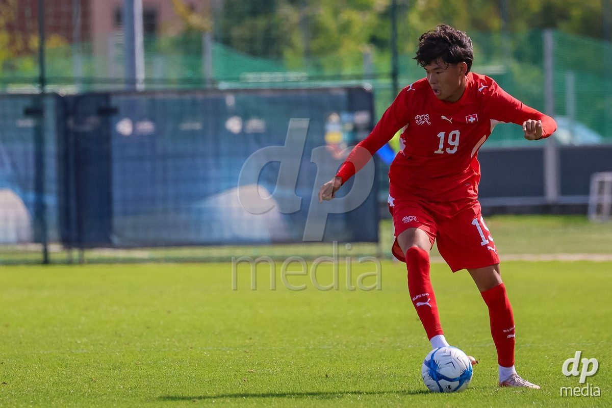 DUNAJSKA LUZNA, SLOVAKIA - SEPTEMBER 25: Norbu Lhakpa the International Friendly football match between Switzerland U19 and Poland U19 on September 25, 2026 in Dunajska Luzna, Slovakia.