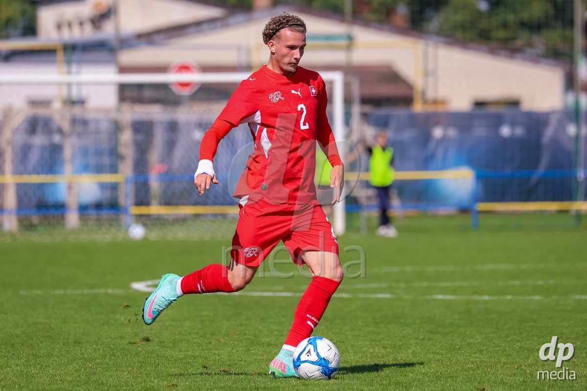 DUNAJSKA LUZNA, SLOVAKIA - SEPTEMBER 25: Marco Correia the International Friendly football match between Switzerland U19 and Poland U19 on September 25, 2026 in Dunajska Luzna, Slovakia.