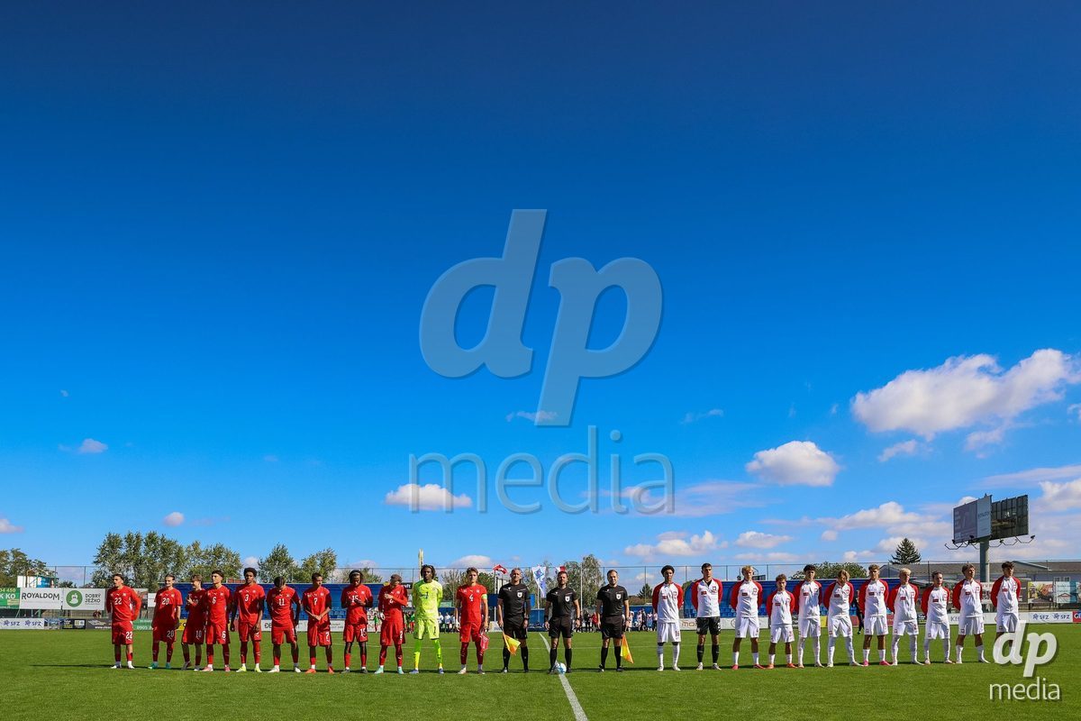 DUNAJSKA LUZNA, SLOVAKIA - SEPTEMBER 25: The start of the match the International Friendly football match between Switzerland U19 and Poland U19 on September 25, 2026 in Dunajska Luzna, Slovakia.