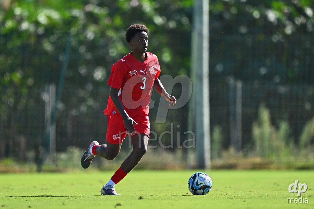 OLIVA NOVA, SPAIN - SEPTEMBER 25: Aaron Ikomi of Switzerland during the International Friendly match between Northern Ireland U17 and Switzerland U17 at Oliva Nova Sports Center on September 25, 2026 in Oliva Nova, Spain.