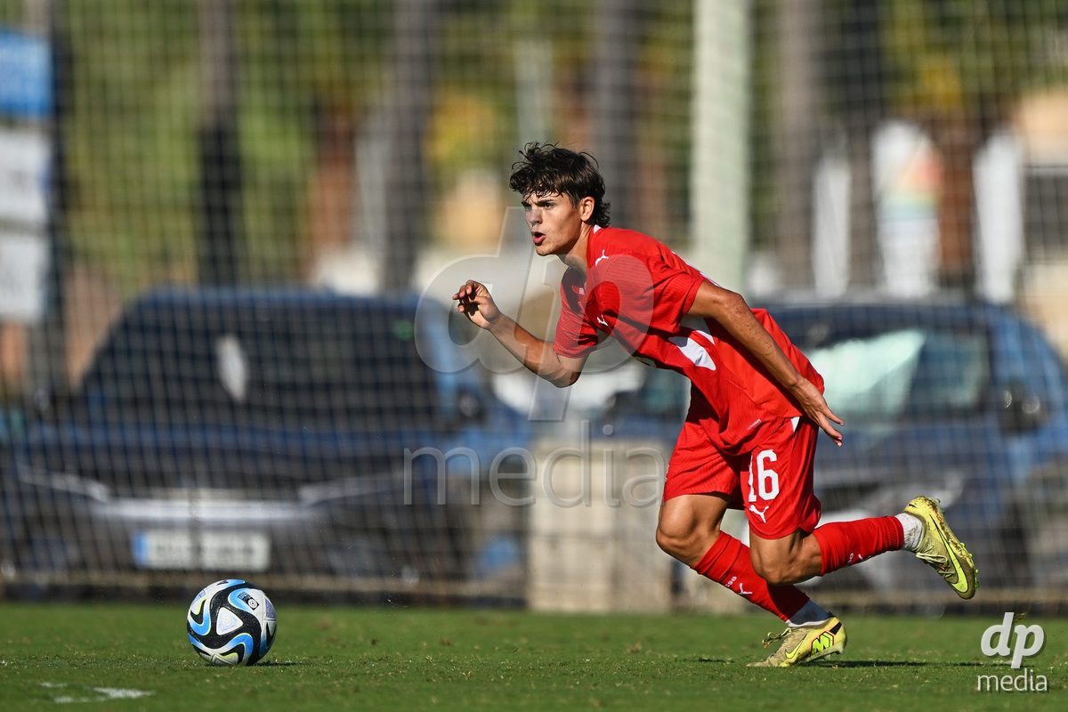 OLIVA NOVA, SPAIN - SEPTEMBER 25: Leon Gervasini of Switzerland during the International Friendly match between Northern Ireland U17 and Switzerland U17 at Oliva Nova Sports Center on September 25, 2026 in Oliva Nova, Spain.