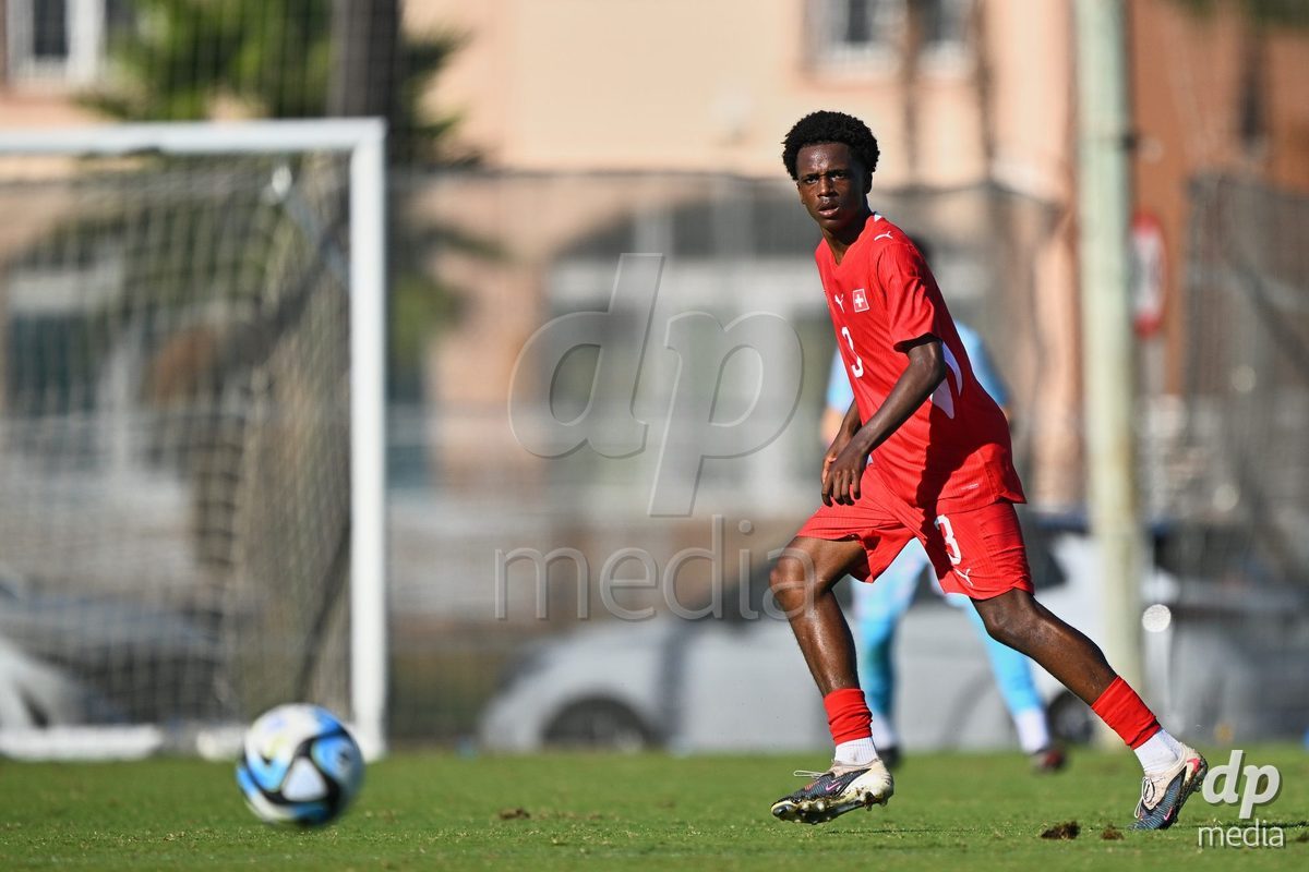 OLIVA NOVA, SPAIN - SEPTEMBER 25: Aaron Ikomi of Switzerland during the International Friendly match between Northern Ireland U17 and Switzerland U17 at Oliva Nova Sports Center on September 25, 2026 in Oliva Nova, Spain.