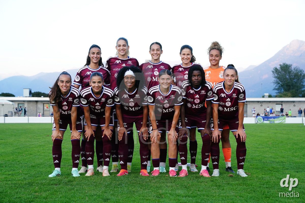 MAGADINO, SWITZERLAND - SEPTEMBER 26: Pllayers of the Servette FC pose for a photo during the AXA Women's Cup match between AS Gambarogno and Servette FC Chenois Feminin at Centro Sportivo on September 26, 2026 in Magadino.
