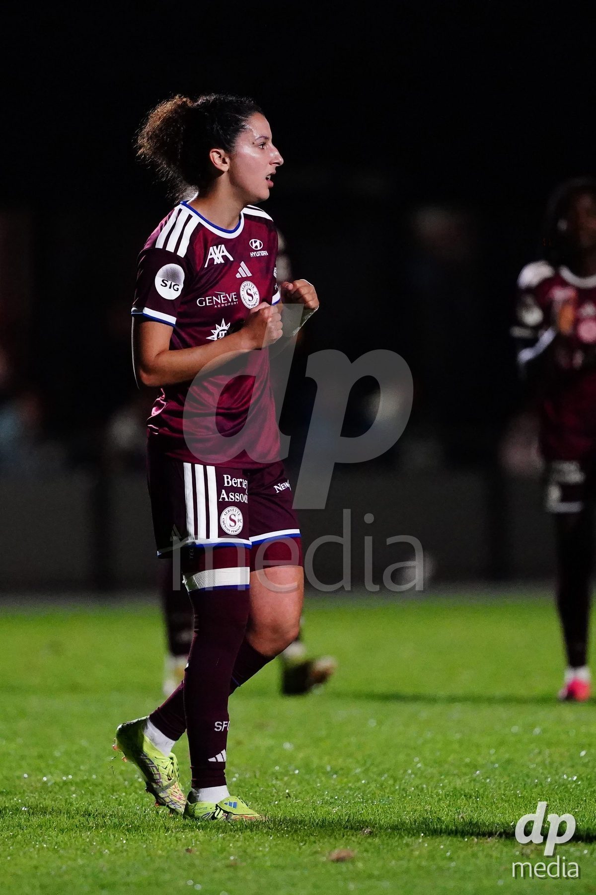 MAGADINO, SWITZERLAND - SEPTEMBER 26: Ghoutia Karchouni of the Servette FC celebrates after scoring her first goal during the AXA Women's Cup match between AS Gambarogno and Servette FC Chenois Feminin at Centro Sportivo on September 26, 2026 in Magadino.