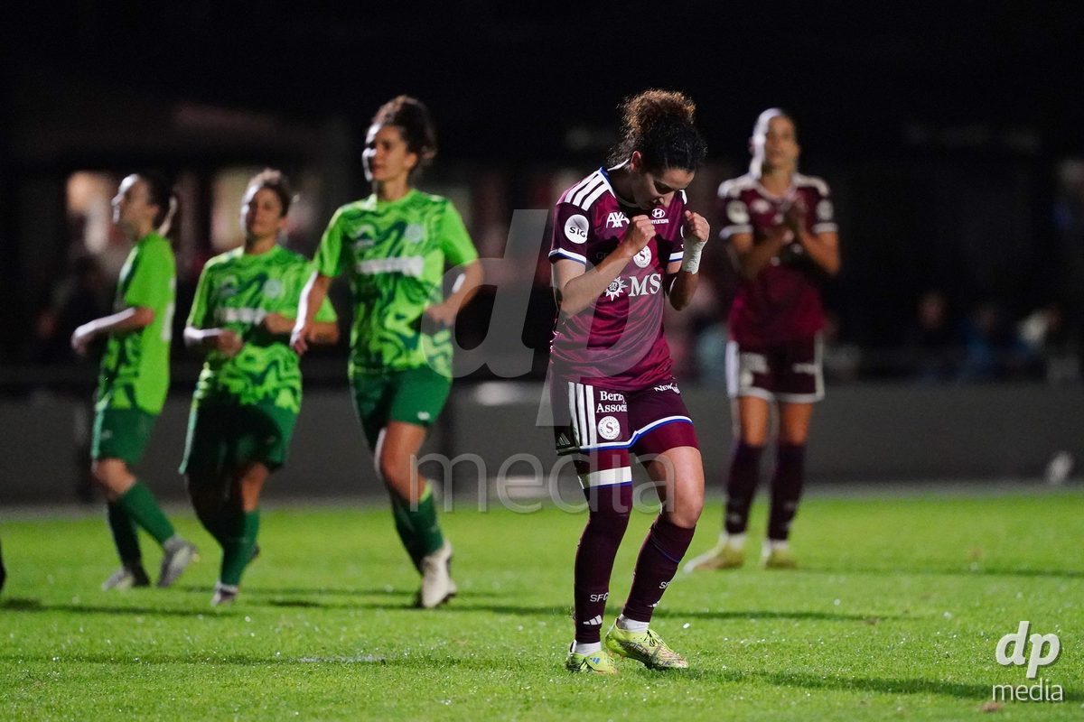 MAGADINO, SWITZERLAND - SEPTEMBER 26:  Ghoutia Karchouni of the Servette FC celebrates after score her first goal during the AXA Women's Cup match between AS Gambarogno and Servette FC Chenois Feminin at Centro Sportivo on September 26, 2026 in Magadino.
