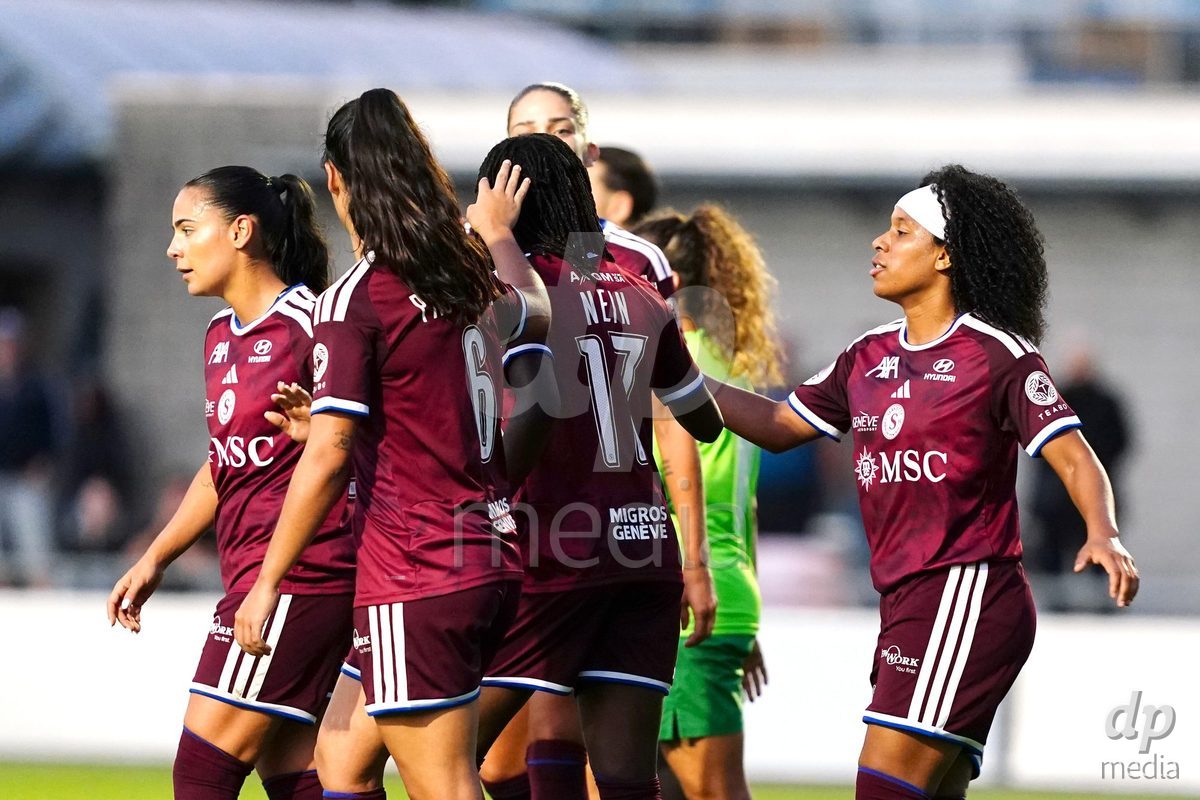 MAGADINO, SWITZERLAND - SEPTEMBER 26:  Nein Garance of Servette FC celebrate after score her first goal during the AXA Women's Cup match between AS Gambarogno and Servette FC Chenois Feminin at Centro Sportivo on September 26, 2026 in Magadino.