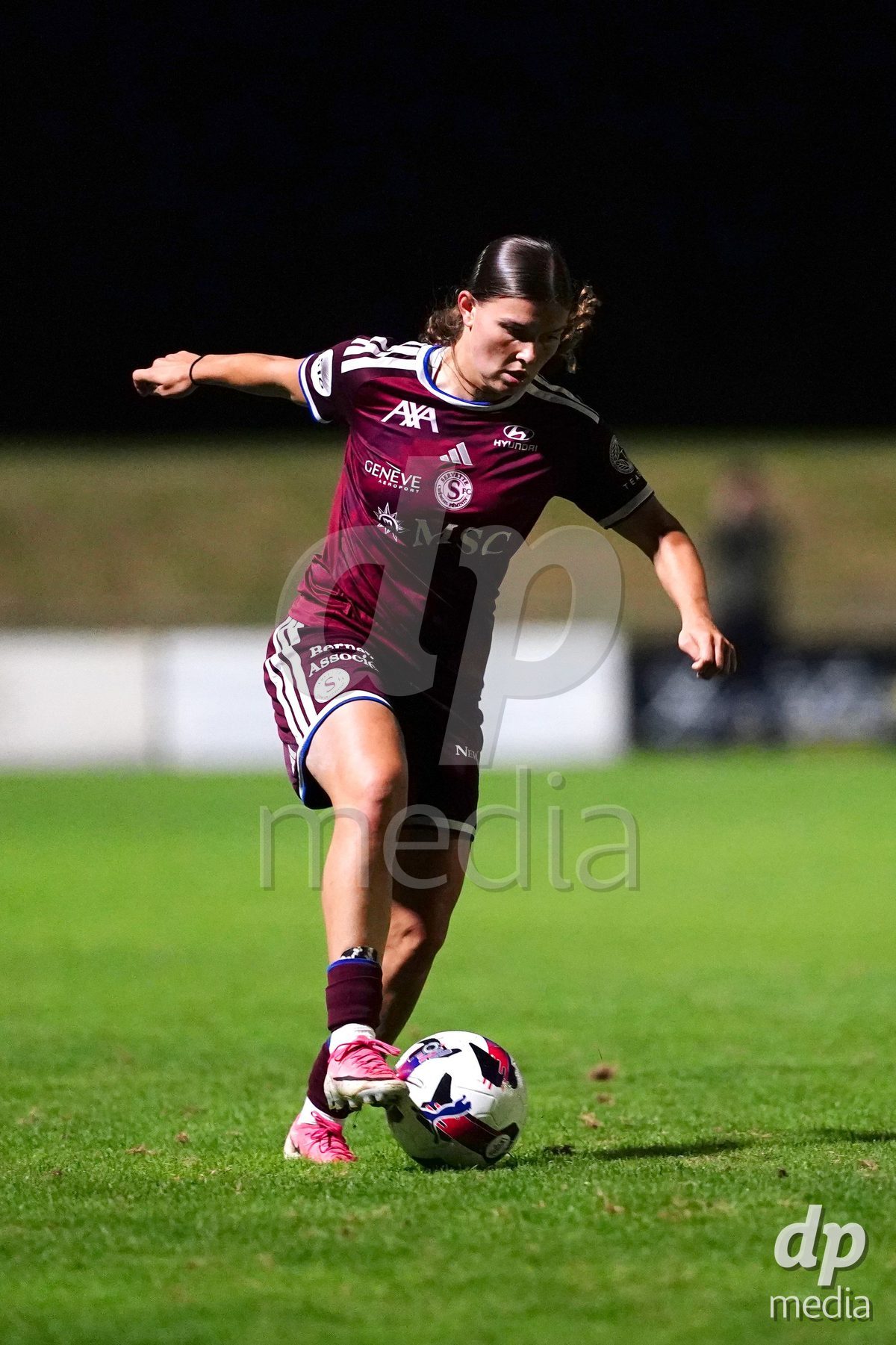 MAGADINO, SWITZERLAND - SEPTEMBER 26: Chiara Wallin of the Servette FC runs with ball during the AXA Women's Cup match between AS Gambarogno and Servette FC Chenois Feminin at Centro Sportivo on September 26, 2026 in Magadino.