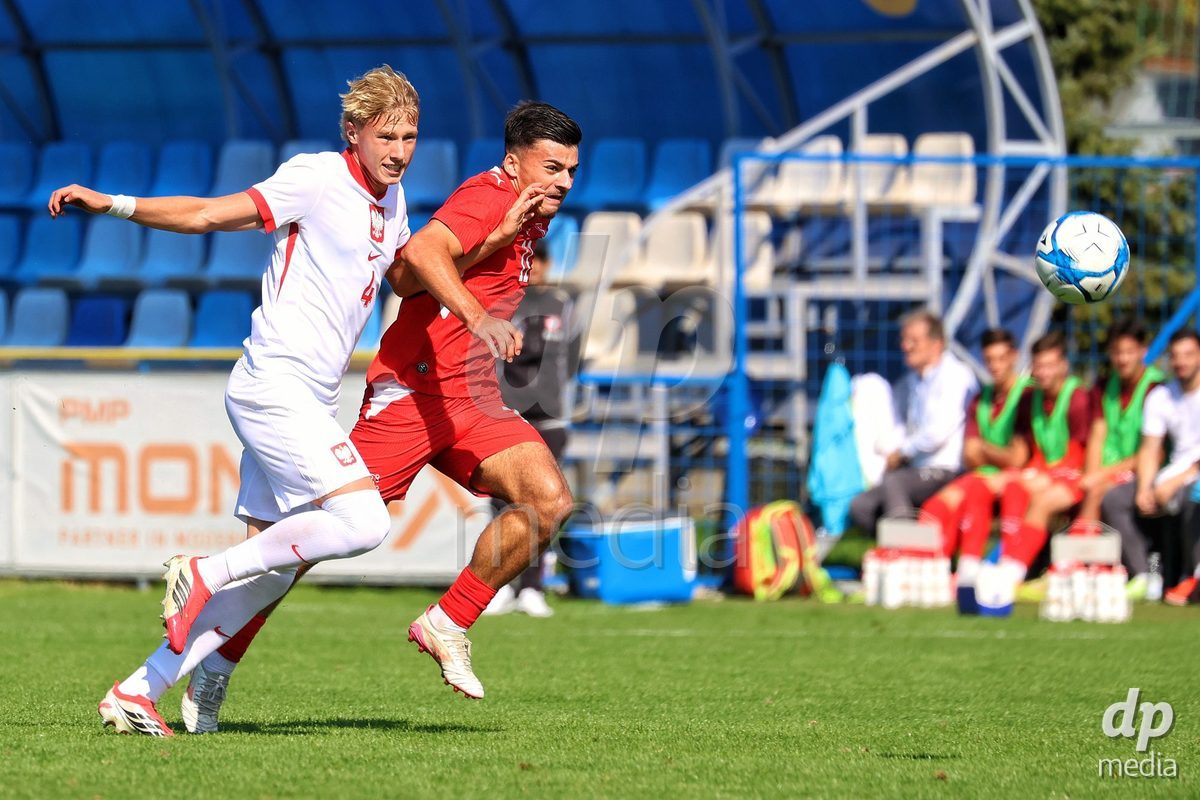 DUNAJSKA LUZNA, SLOVAKIA - SEPTEMBER 25: Nevio Scherrer 11 the  International Friendly football match between Switzerland U19 and Poland U19 on September 25, 2026 in Dunajska Luzna, Slovakia.