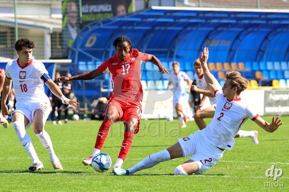 DUNAJSKA LUZNA, SLOVAKIA - SEPTEMBER 25: Josiah Seyfu 17 the International Friendly football match between Switzerland U19 and Poland U19 on September 25, 2026 in Dunajska Luzna, Slovakia.