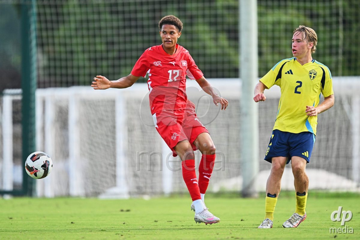 OLIVA NOVA, SPAIN - SEPTEMBER 28: Kyle Kurt of Switzerland during the International Friendly match between Switzerland U17 and Sweden U17 at Oliva Nova Sports Center on September 28, 2026 in Oliva Nova, Spain.