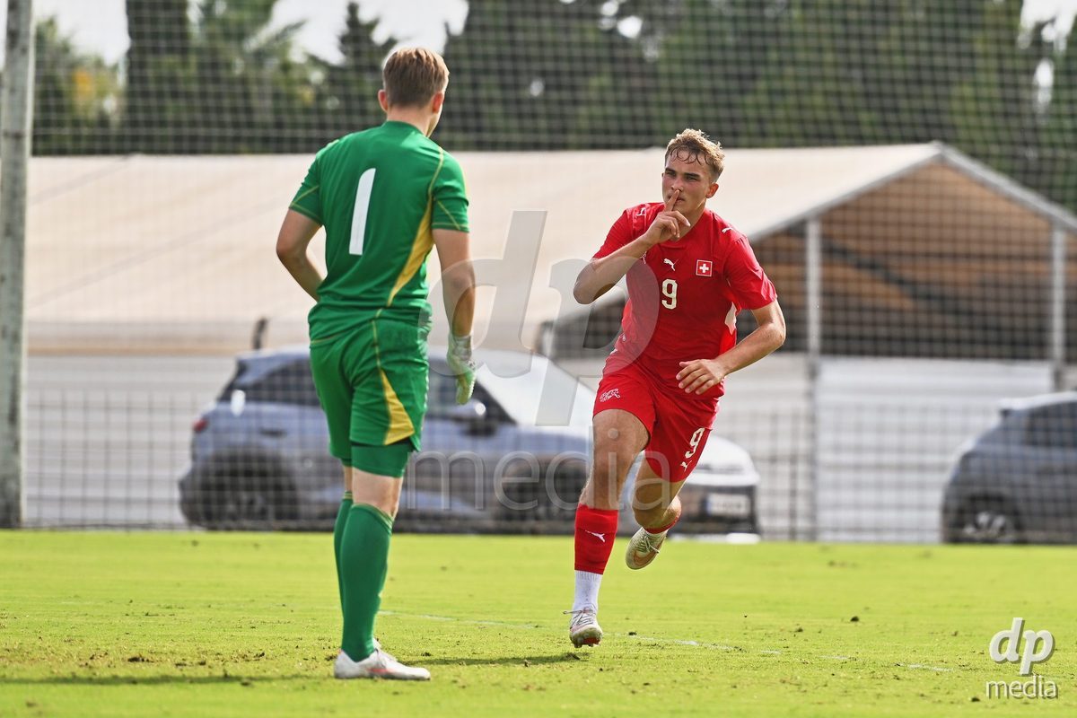 OLIVA NOVA, SPAIN - SEPTEMBER 28: Niko Cavka of Switzerland during the International Friendly match between Switzerland U17 and Sweden U17 at Oliva Nova Sports Center on September 28, 2026 in Oliva Nova, Spain.