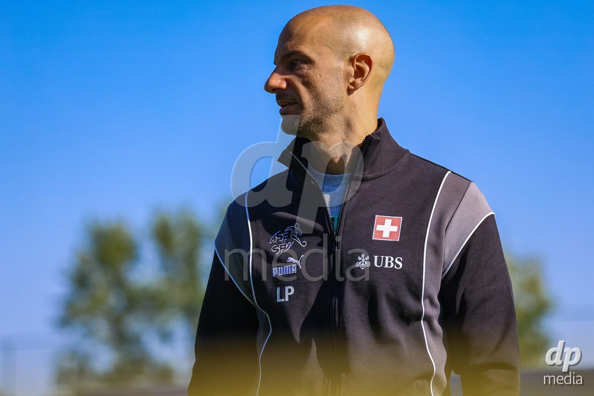 DUNAJSKA LUZNA, SLOVAKIA - SEPTEMBER 28:  Switzerland coach Luigi Pisino the International Friendly football match between Kazakhstan U19 and Switzerland U19 on September 28, 2026 in Dunajska Luzna, Slovakia.