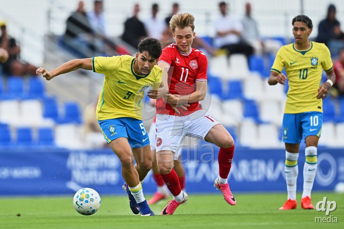 SAN PEDRO DEL PINATAR, SPAIN - SEPTEMBER 28: Hjalte Boe of Denmark during the International Friendly match between Denmark U20 and Brazil U20 at Pinatar Arena on September 28, 2026 in San Pedro del Pinatar, Spain.